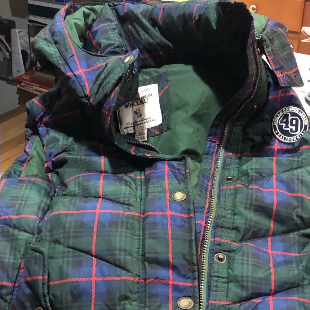 WHO.A.U Check Pattern Puff Vest Large - Picture 2 of 8